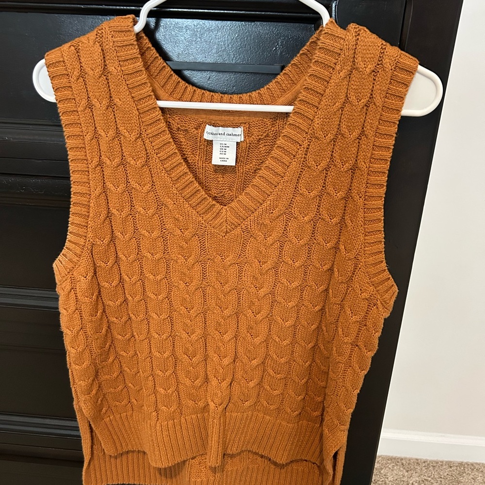 Universal Thread V-Neck Cable Knit Sweater Vest - burnt orange